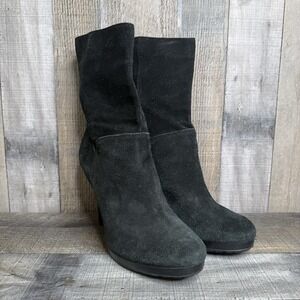 Womens Cole Haan Air Kennedy Short Black Suede Platform Heel Booties Size 8.5 B